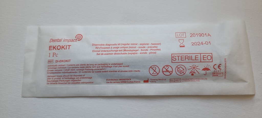 x1 carton de 73 Kits d'examen stérile à usage unique (miroir-sonde-précelle)