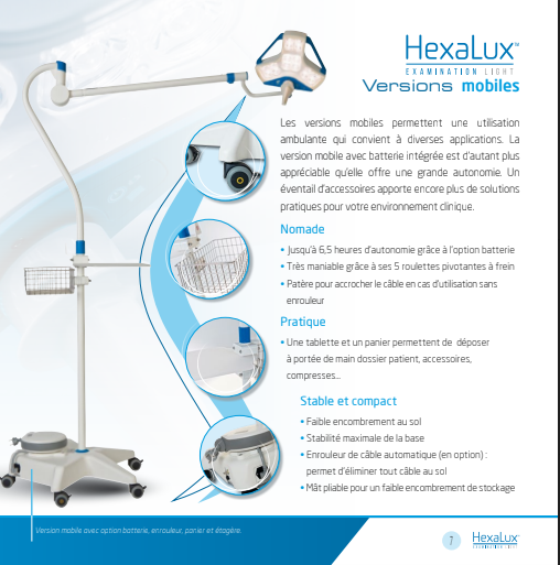 Eclairage STERIS d'examen HexaLuxTM version roulante (EXLCEIL) - Delynov