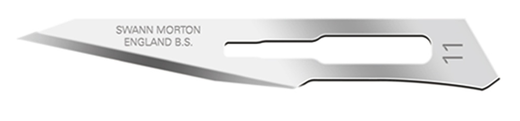 100 Sterile Carbon Steel Lame Blades Number 11 (ST11) Swann-Morton (203) - Delynov