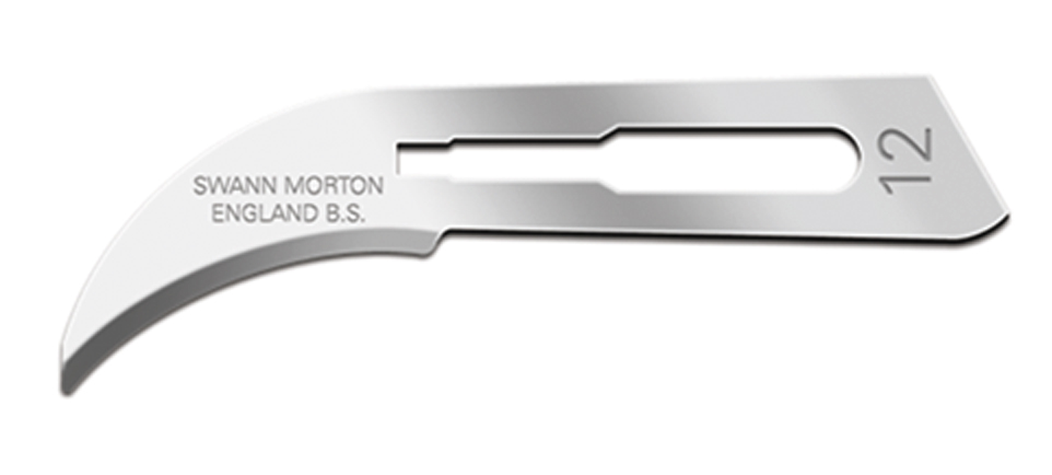 Translation: Sterile Carbon Steel Blade No. 12 (ST12) by Swann-Morton (0204) - Delynov - X100