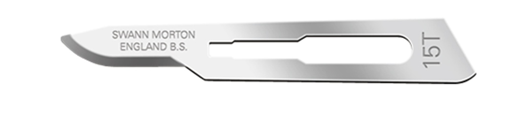 x100 lame stérile en acier au carbone numéro 15T (ST15T) Swann-Morton (292) - Delynov