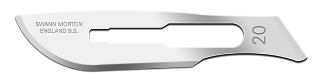 100 sterile carbon steel blades number 20 (ST20) Swann-Morton (206) - Delynov