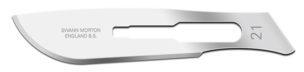 100 sterile carbon steel blades #21 (ST21) Swann-Morton (207) - Delynov
