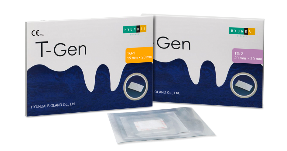 Collagen membrane 20x30mm resorbable for implantology T-GEN - Hyundai Bioland - Delynov