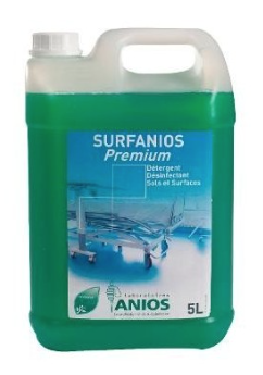 Carton of 4 x 5 L - 5 L Canisters with 1 pump of 20 ml - SURFANIOS Premium disinfectant cleaner - Anios (1917036UG) - Delynov
