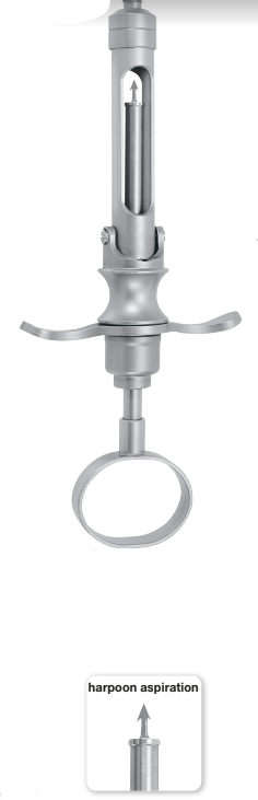 Cartridge syringe, metric thread, 1.8 cc, harpoon aspiration, handle with thumb ring (19.700.03) Zepf - Delynov
