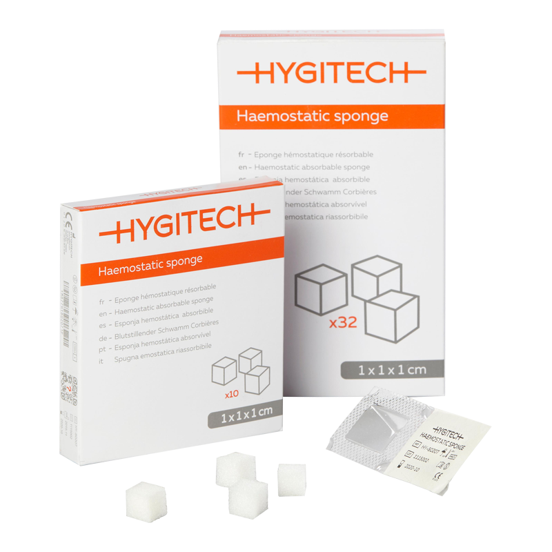 Eponges Hémostatiques 1 x 1 x 1 cm (boite de 32) - Hygitech - Delynov
