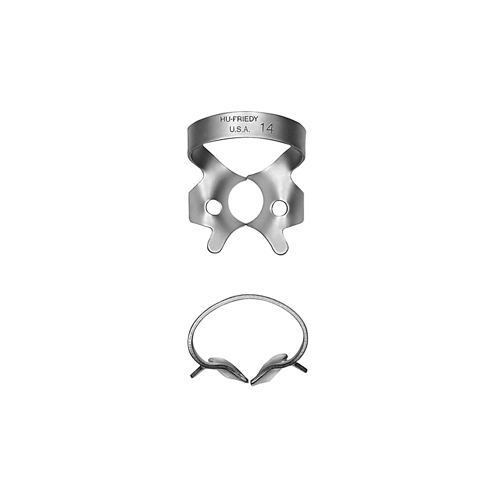 Rubber dam clamp #14 partially erupted or irregularly shaped molars
