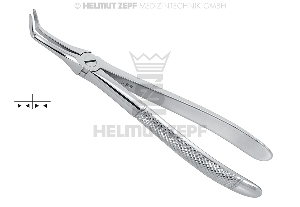 Surgical dental extraction forceps for lower roots, English pattern, figure 45 model - Helmut Zepf (10.045.07) - Delynov