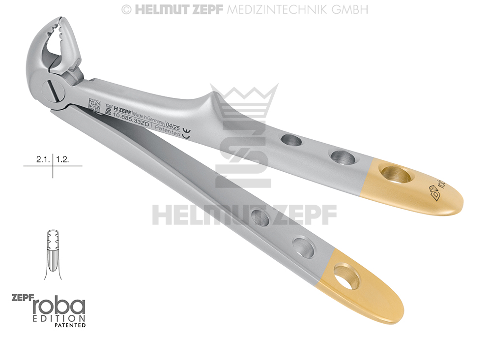 Forceps chirurgical pour enfant, modèle anglais, figure 33, design Roba - Helmut Zepf (10.685.33ZD) - Delynov