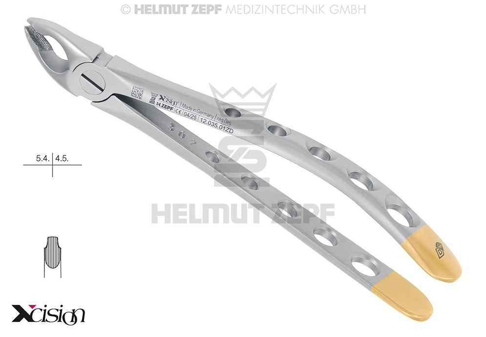 Dental extraction forceps for upper premolars, English pattern - Helmut Zepf (12.035.01ZD) - Delynov