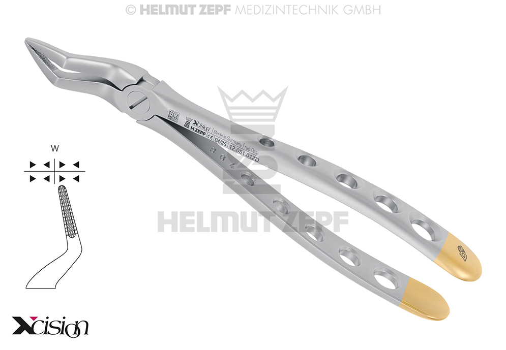 Forceps pour extraction de racines dentaires, pour mâchoire supérieure, modèle anglais - Helmut Zepf (12.051.01ZD) - Delynov