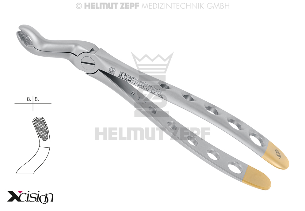 Upper wisdom teeth extraction forceps, English pattern, Fig. 67A - Helmut Zepf (12.067.01ZD) - Delynov