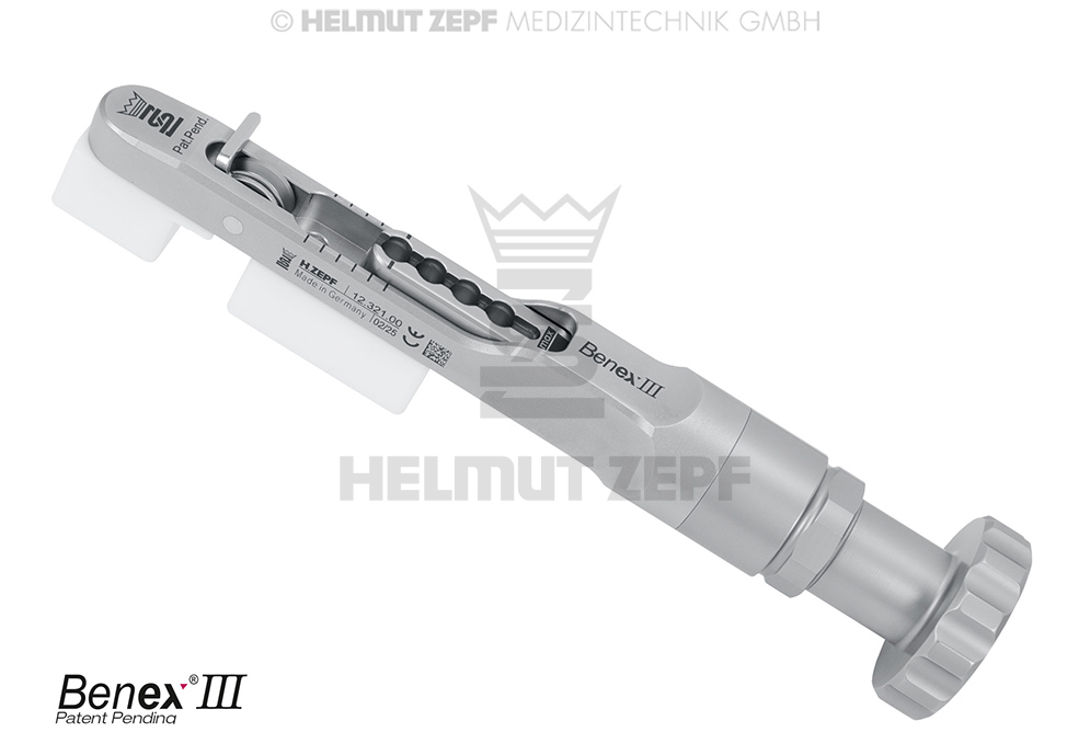 Benex surgical extractor with graduation gauge without torque, for rotation completion - Helmut Zepf (12.321.00) - Delynov