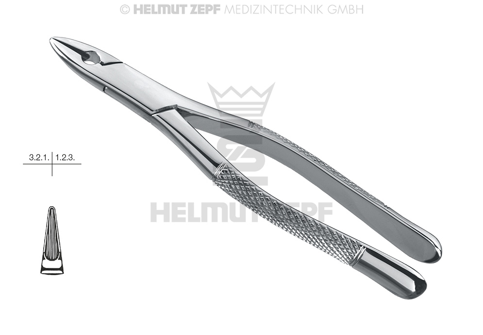 Davier standard de forme américaine fig.1, pour incisives et canines supérieures - Helmut Zepf (14.001.00) - Delynov