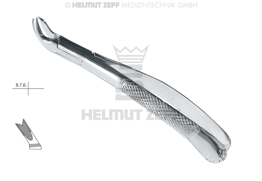 American pattern surgical dental extraction forceps with serrated handles, figure 89 - Helmut Zepf (14.089.00) - Delynov
