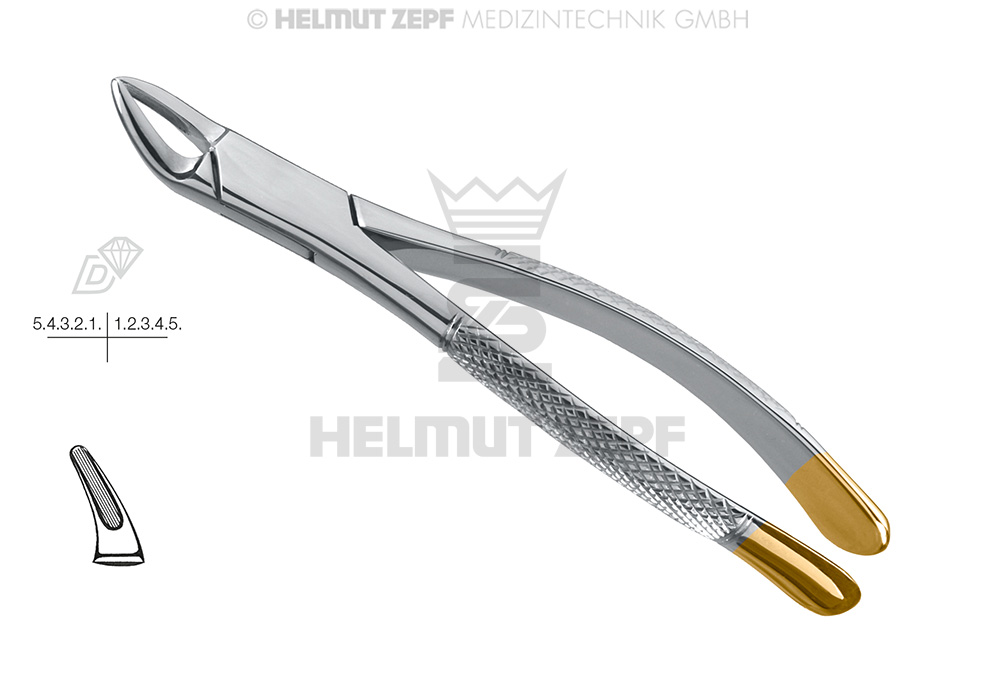 American pattern surgical dental extraction forceps, diamond-coated, for incisors, Cryer model Fig. 150 - Helmut Zepf (14.150.00D) - Delynov