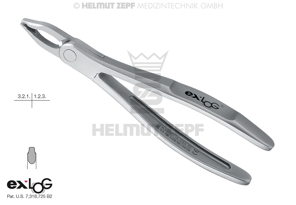 Exlog surgical dental extraction forceps for upper incisors and canines, figure 34A - Helmut Zepf (15.034.01) - Delynov