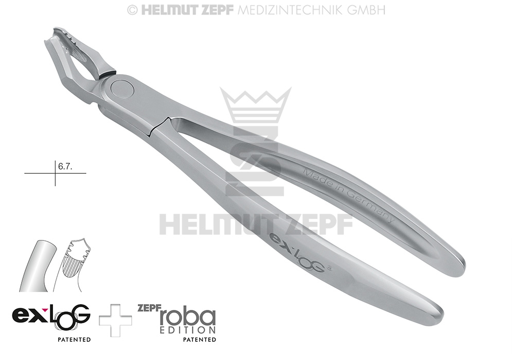 Dental extraction forceps for upper molars, figure 18, Exlog - Helmut Zepf (15.218.00) - Delynov