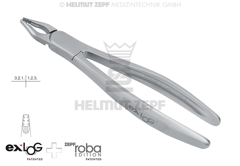 Exlog dental extraction forceps Figure 34M for upper incisors and canines - Helmut Zepf (15.234.08) - Delynov