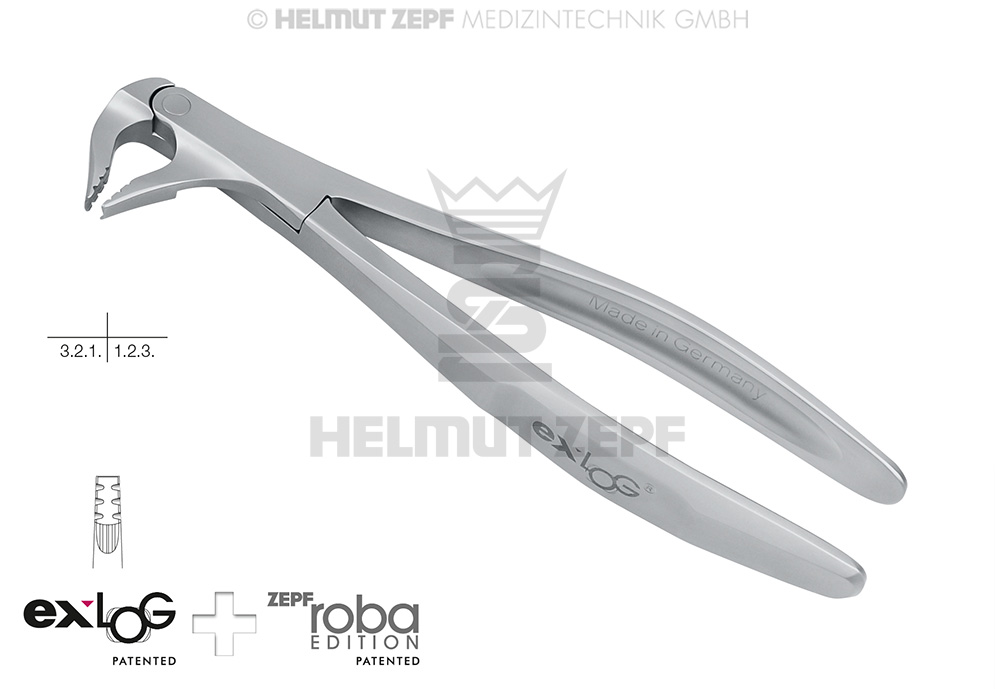 Exlog surgical dental extraction forceps, model fig. 36M - Helmut Zepf (15.236.08) - Delynov