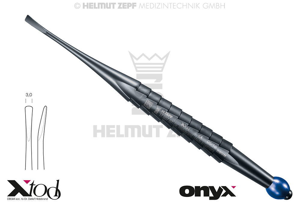 Peri-implant luxation, 3mm curved tip instrument - Helmut Zepf (17.007.07TI) - Delynov