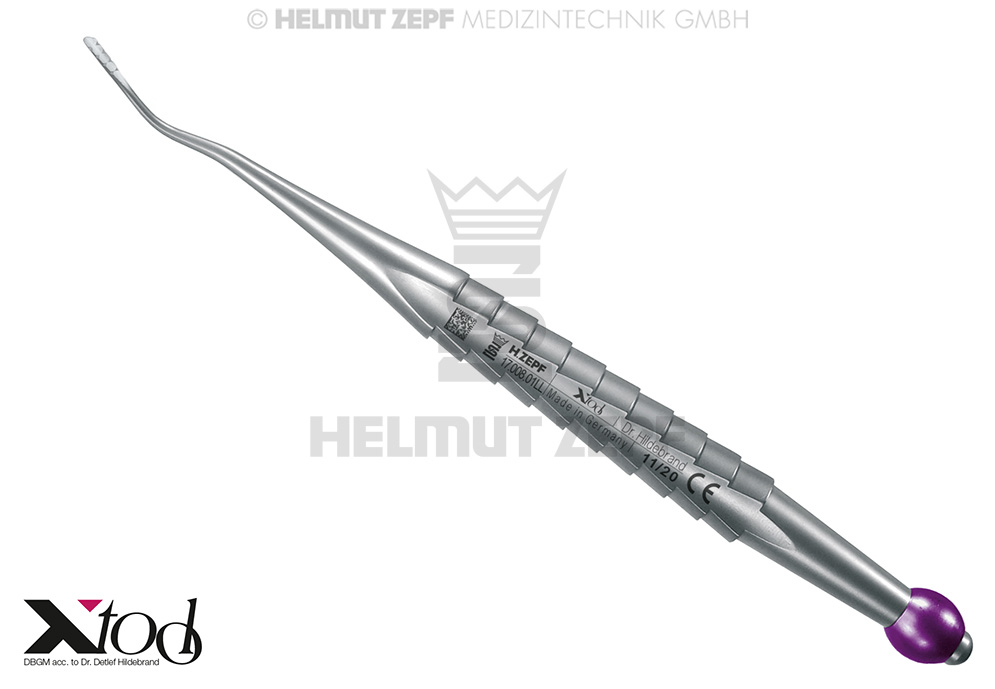 Surgical approximal distal curved elevator, 2.5mm, Lindo pattern - Helmut Zepf (17.008.01LL) - Delynov