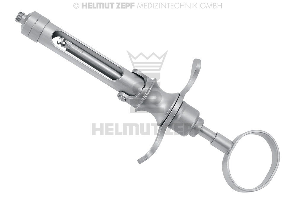 Seringue à carpules cylindrique en acier inoxydable, 1,8 ml, double aspiration, graduation métrique - Helmut Zepf (19.700.04) - Delynov