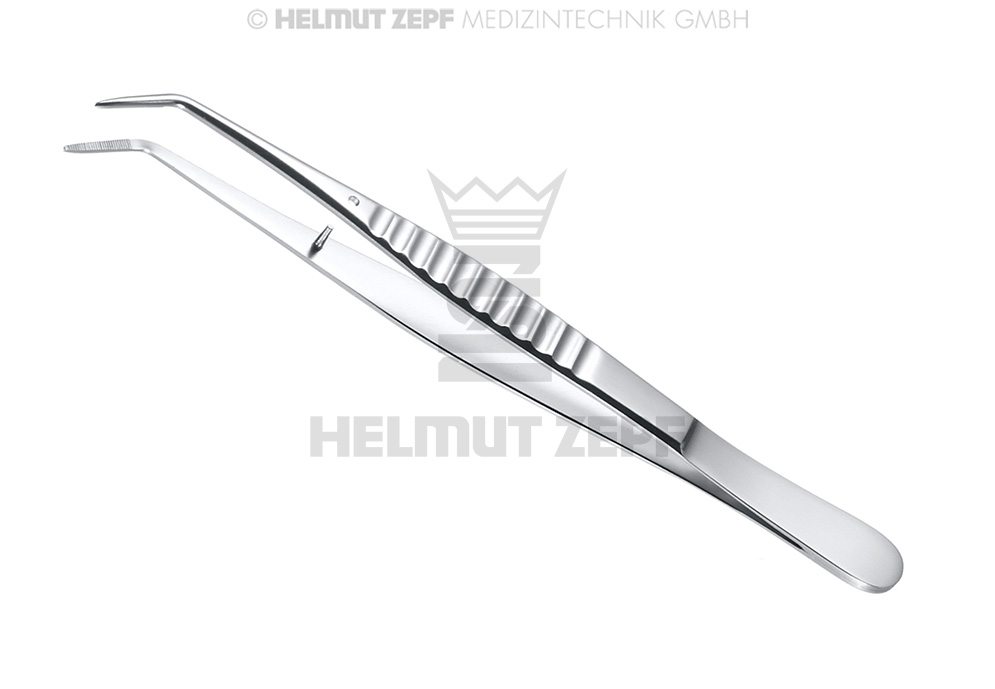 London College surgical tweezers, serrated cotton tips, 15 cm length - Helmut Zepf (22.024.03) - Delynov