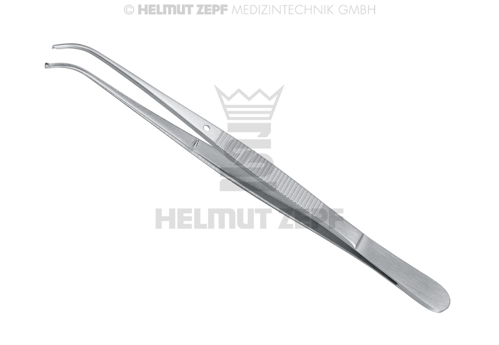 SEMKEN DISSECTING FORCEPS, 12.5 CM, 1 X 2 TEETH, CURVED - Helmut Zepf (22.481.12) - Delynov