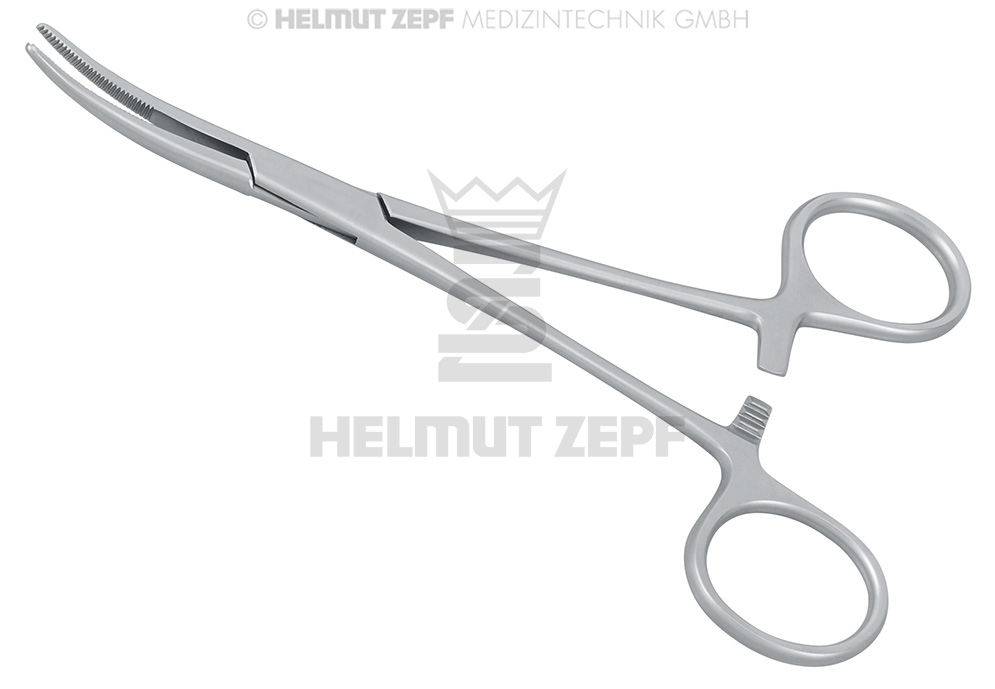 Pince hémostatique Kelly courbée 14 cm - Helmut Zepf (23.099.14) - Delynov
