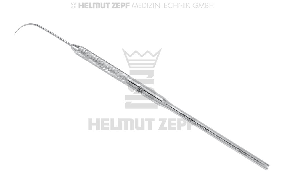 Single-ended surgical probe, round stainless steel handle, figure 3A - Helmut Zepf (24.102.03A) - Delynov