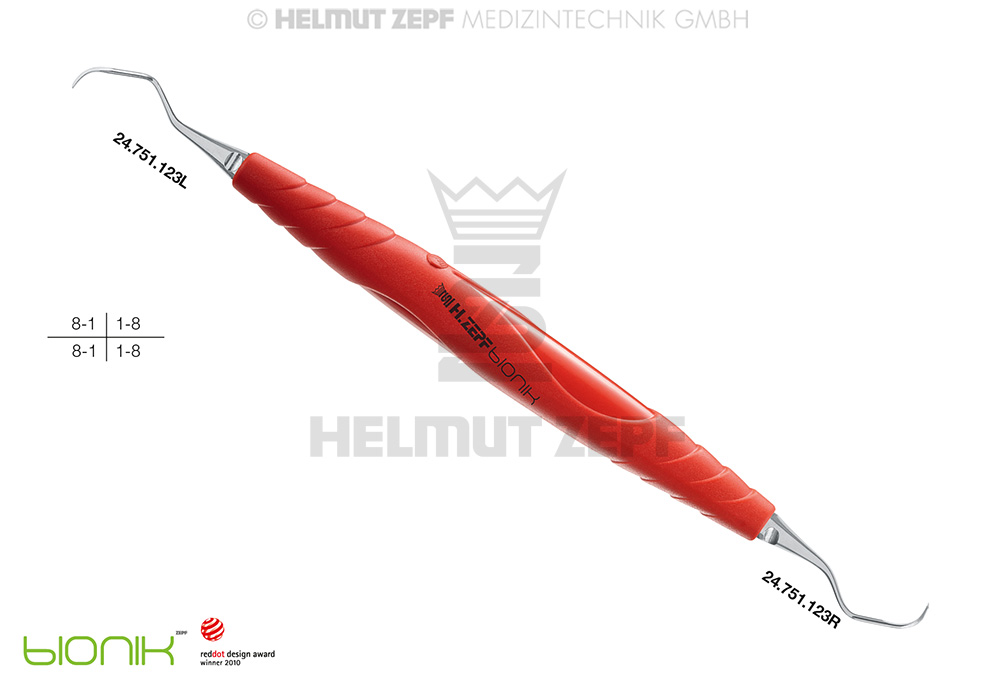 Curette chirurgicale universelle en acier inoxydable revêtement bleu de cobalt, figure M 23 - Helmut Zepf (24.205.23) - Delynov