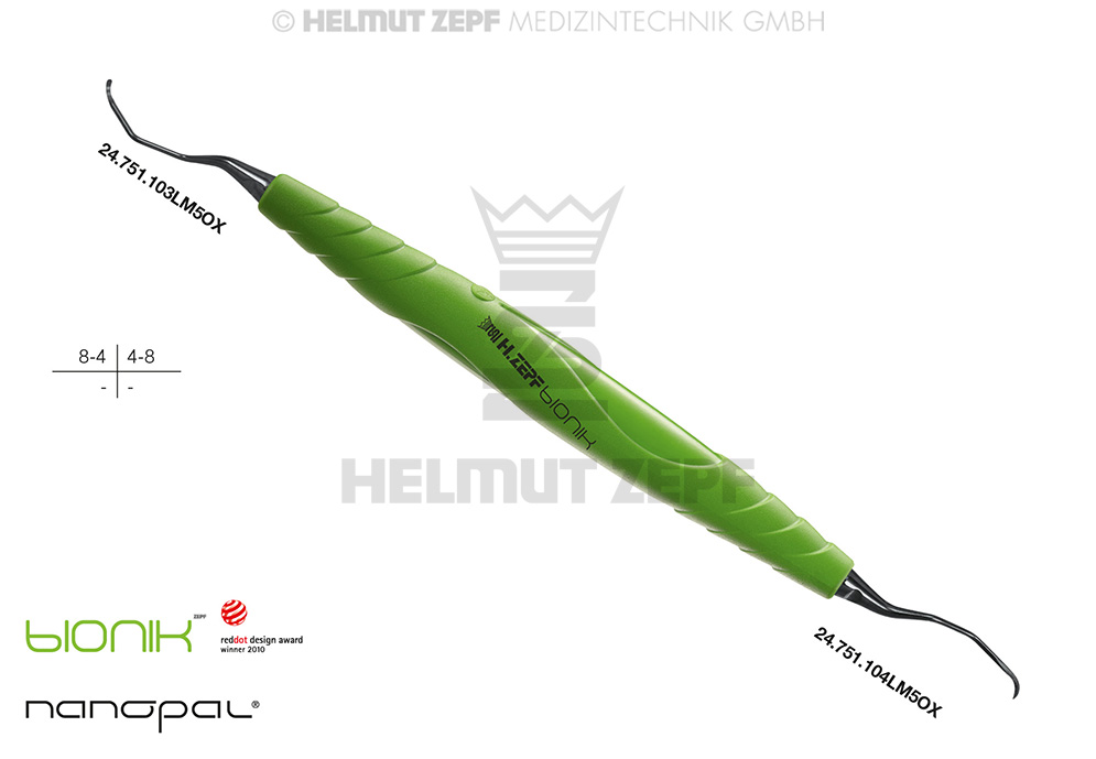 Langer 3/4 universal surgical curette, M5 handle, oxidized - Helmut Zepf (24.208.03LM5OX) - Delynov