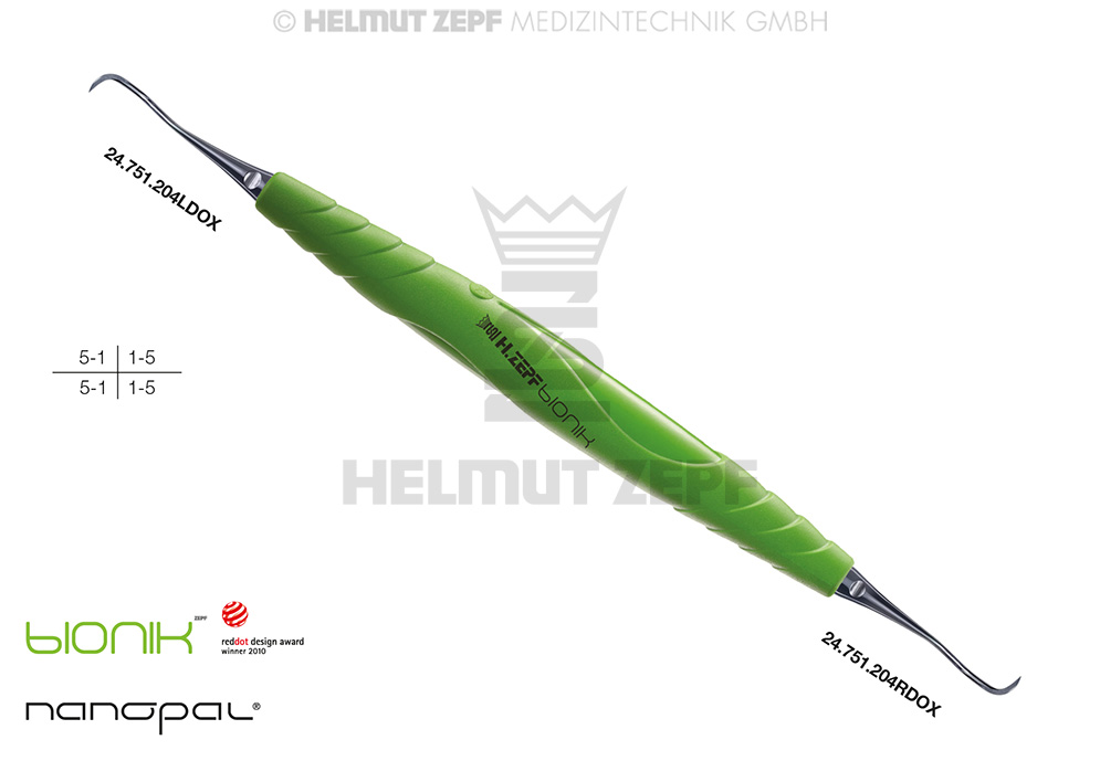 Insert de détartreur chirurgical jaune-vert pour appareil Zepf-Bionik204SD - Helmut Zepf (24.208.04SDOX) - Delynov