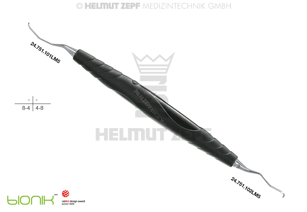 Curette chirurgicale universelle Langer, figures 1 et 2, manche M5 - Helmut Zepf (24.210.01LM5) - Delynov