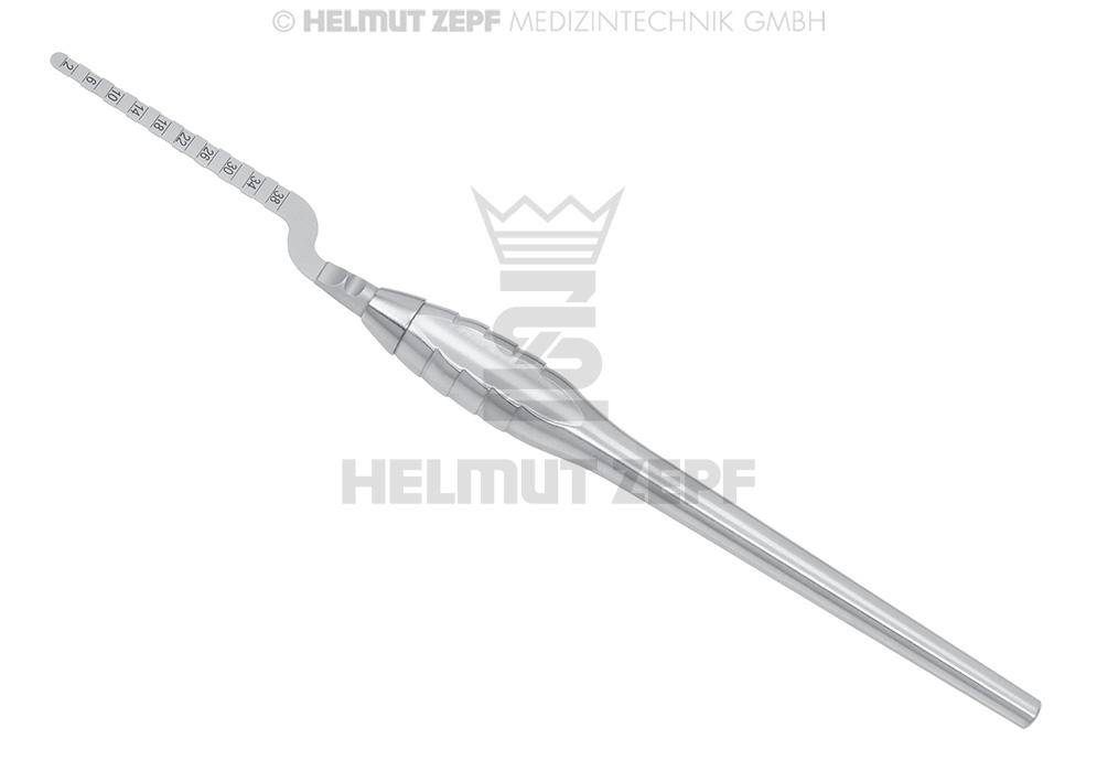 Sonde chirurgicale pour mesure de greffe de muqueuse libre selon la technique de Kahn - Helmut Zepf (24.454.00) - Delynov