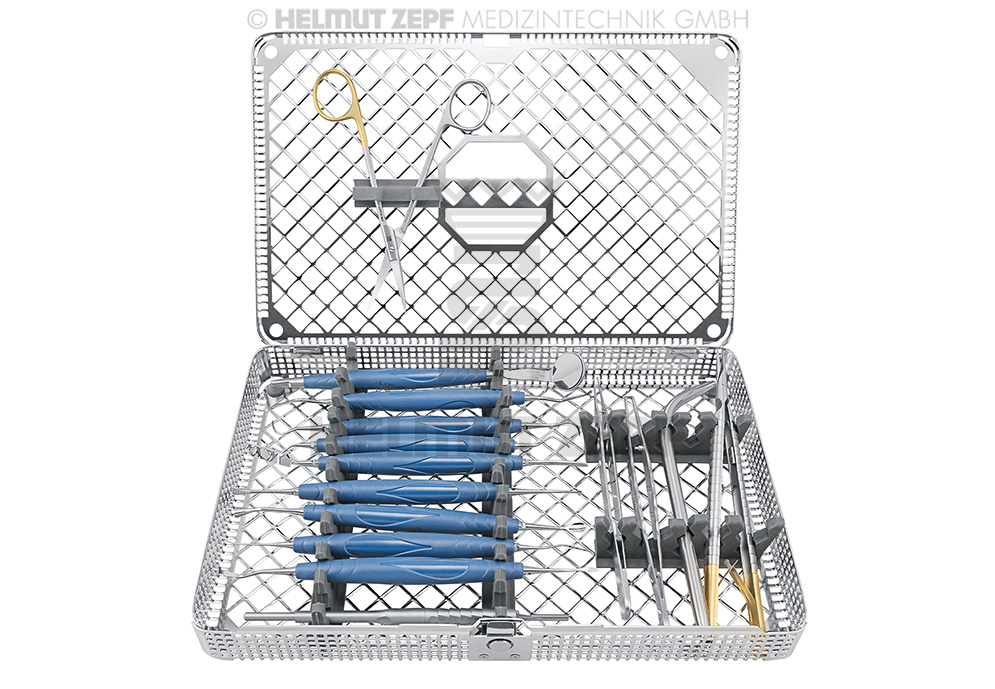 Surgical kit with cobalt blue Bionik handles - Helmut Zepf (24.961.03) - Delynov