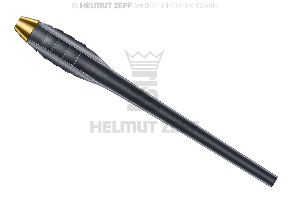 Manche chirurgical ergonomique avec poignée en Z, extrémité concave et dos convexe - Helmut Zepf (26.010.11OX) - Delynov