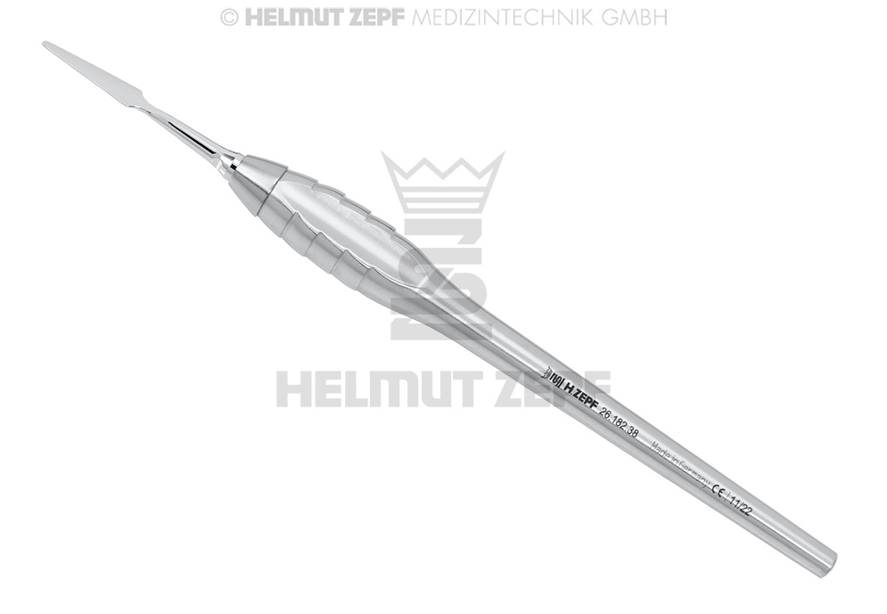 Z-shaped straight surgical knife with M4x0.5 mm single-ended handle - Helmut Zepf (26.182.38) - Delynov