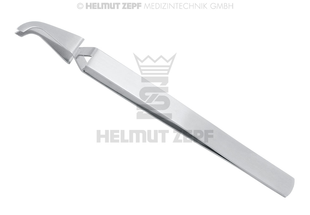 Orthodontic bracket positioning tweezers, rear end for angulation adjustment - Helmut Zepf (31.299.01) - Delynov