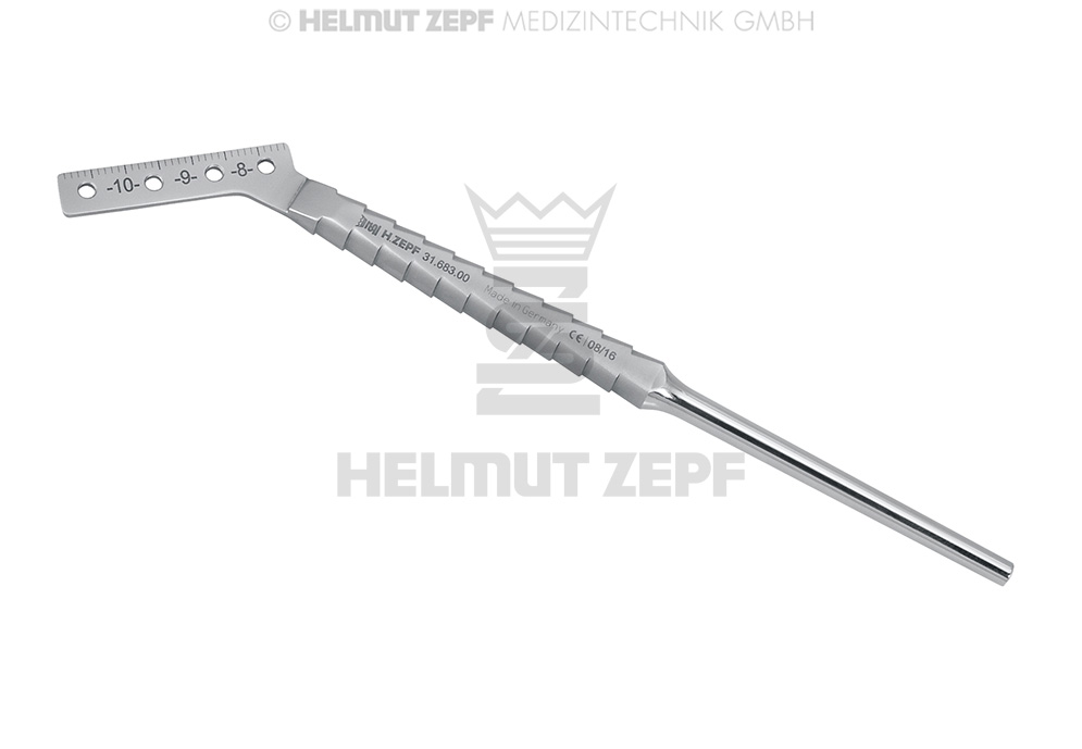 Gabarit de forage chirurgical selon Wiedemann pour dents latérales - Helmut Zepf (31.683.00) - Delynov