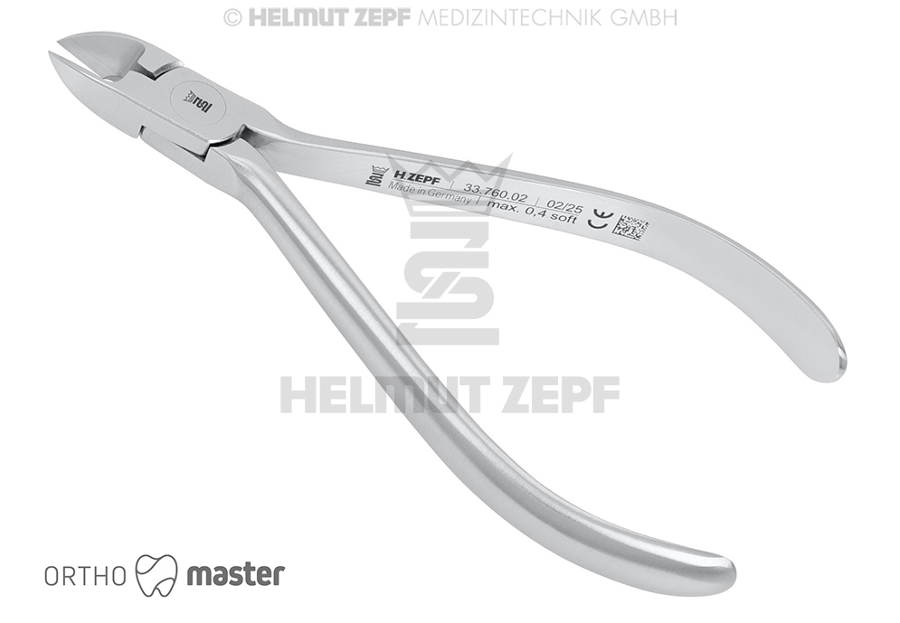 Ligaturschneider, 11 cm, pour fil souple jusqu'à 0,4 mm / .016" - Helmut Zepf (33.760.02) - Delynov
