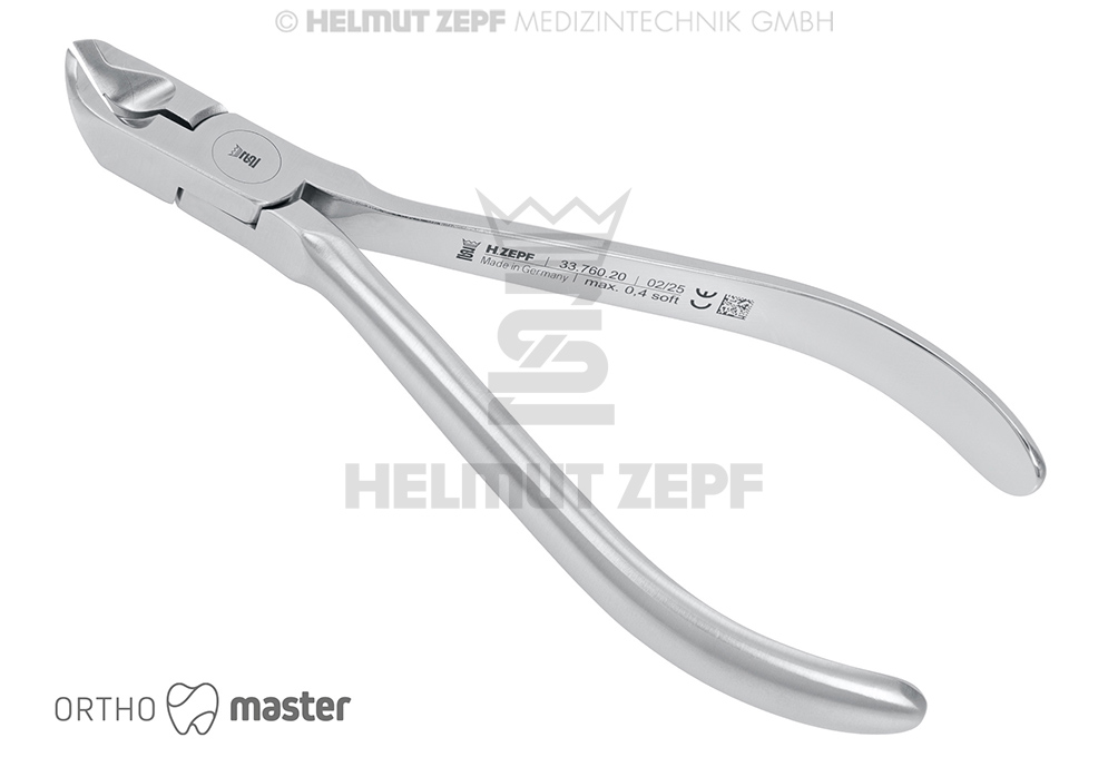 45° Angled Surgical Ligature Cutter, for 0.4 mm wire, Soft model, 12 cm - Helmut Zepf (33.760.20) - Delynov