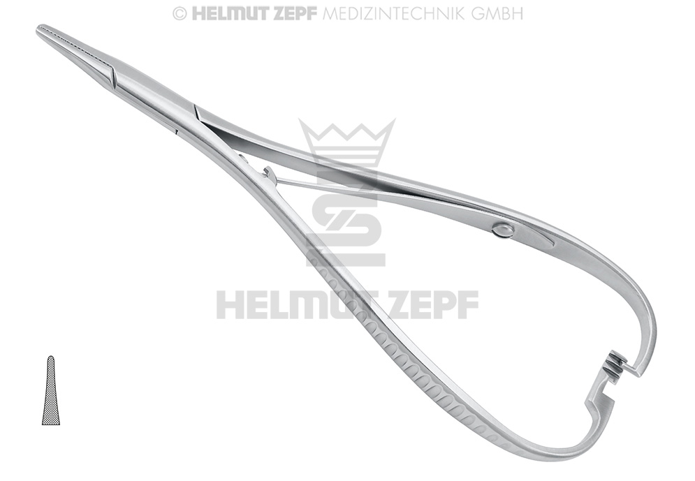 Porte-aiguille chirurgical Mathieu avec crémaillère intérieure, longueur 14 cm - Helmut Zepf (41.262.14) - Delynov