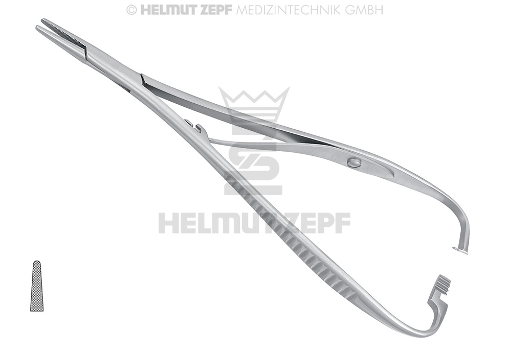 Mathieu surgical needle holder, 17 cm, with ratchet - Helmut Zepf (41.264.17) - Delynov
