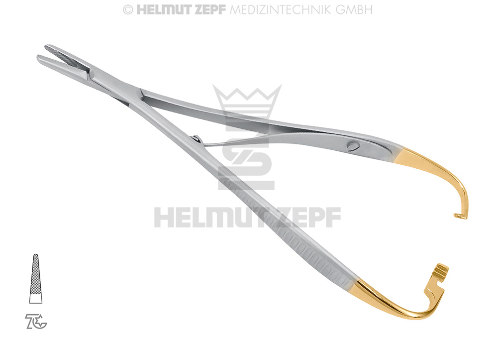 Porte-aiguille chirurgical Mathieu, 17 cm, avec mors en carbure de tungstène - Helmut Zepf (41.310.17TC) - Delynov