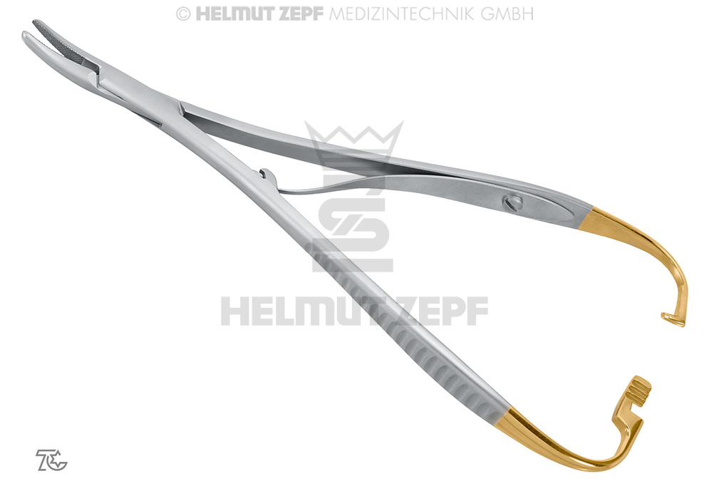 Porte-aiguille chirurgical Mathieu, 17 cm, mors en carbure de tungstène - Helmut Zepf (41.311.17TC) - Delynov