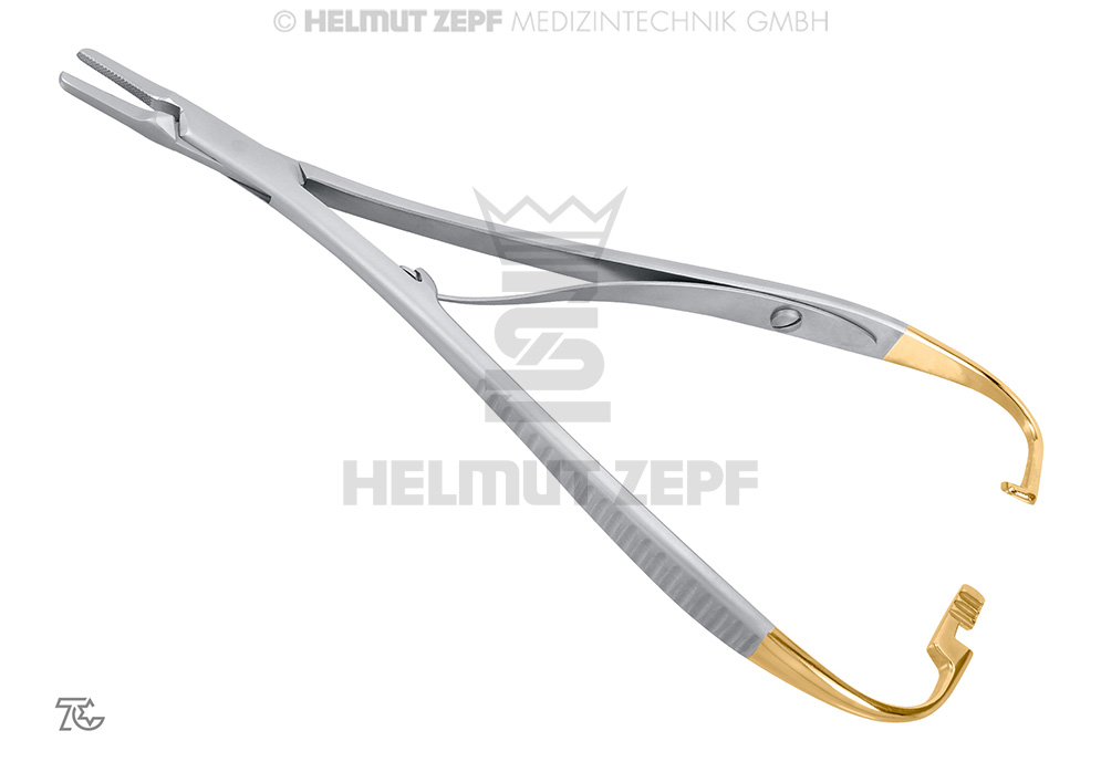 Porte-aiguille de chirurgie French-Mathieu, 17 cm, fin et droit, en métal - Helmut Zepf (41.319.17TC) - Delynov