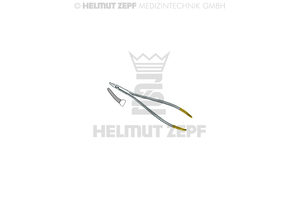 Porte-aiguille chirurgical Langenbeck-Ryder courbé avec rainure pour fil, 18 cm - Helmut Zepf (41.369.18) - Delynov